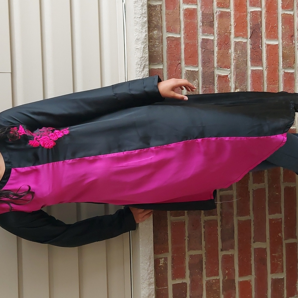 Multicolour Embroidered Silk Abaya
